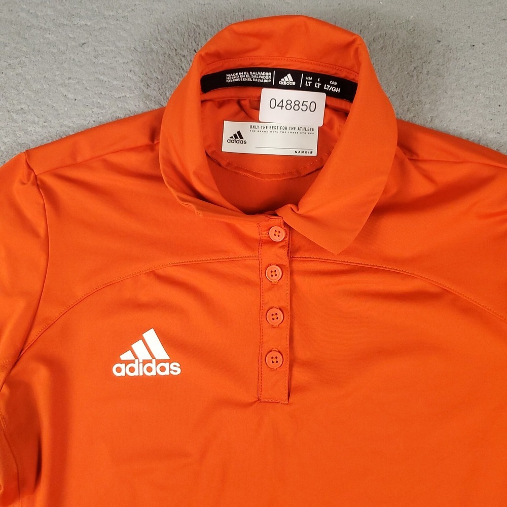 Adidas Polo Shirt Womens Size LT Orange Casual Golf Ladies Short Sleeve - Picture 2 of 6